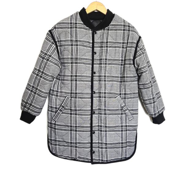 Evereve Georgetown Coat Faux Leather Long Quilted Reversible Plaid Jacket XS - Picture 9 of 16